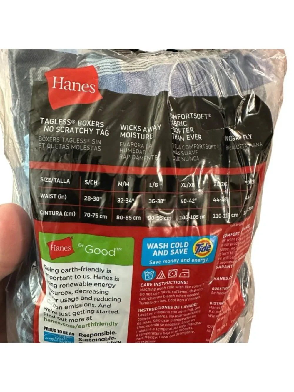 Hanes Men's 5 Pack Tagless Boxer Shorts ComfortSoft Blue Black Breathable Medium